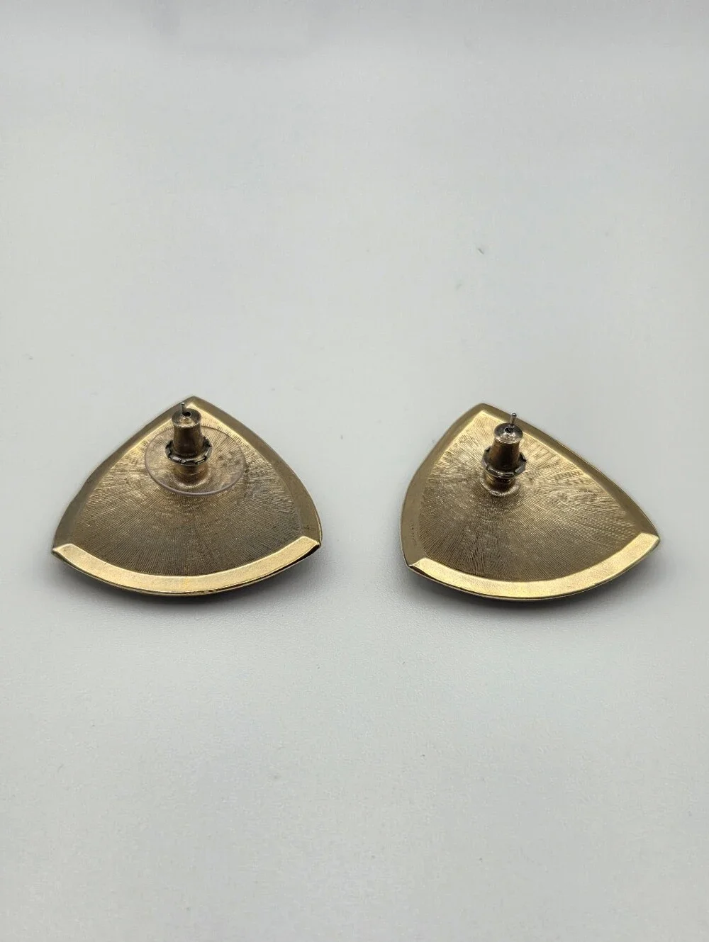 Vintage 1980s Navy & Gold Tone Geometric Statement Earrings